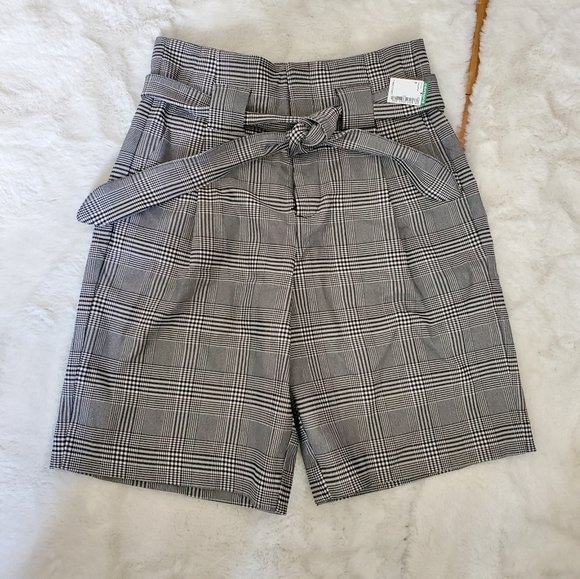 Icone high waist plaid bermuda shorts sz 8